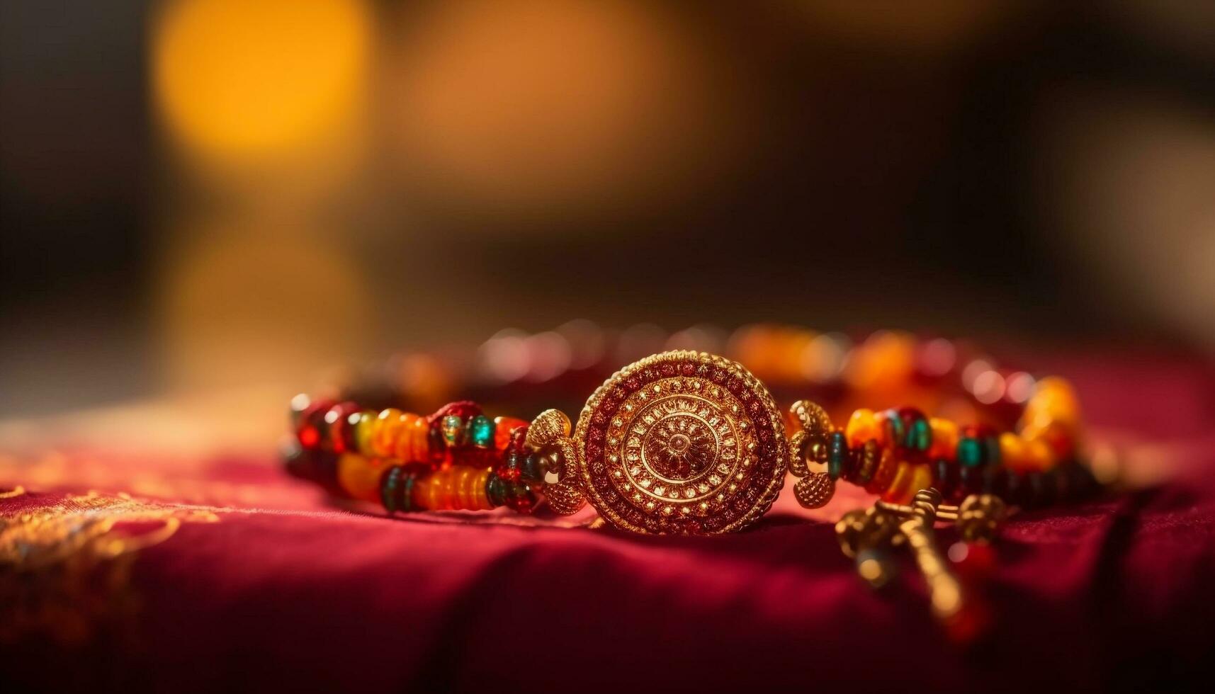 Multi colored wristbands symbolize Indian culture and spirituality generated by AI photo
