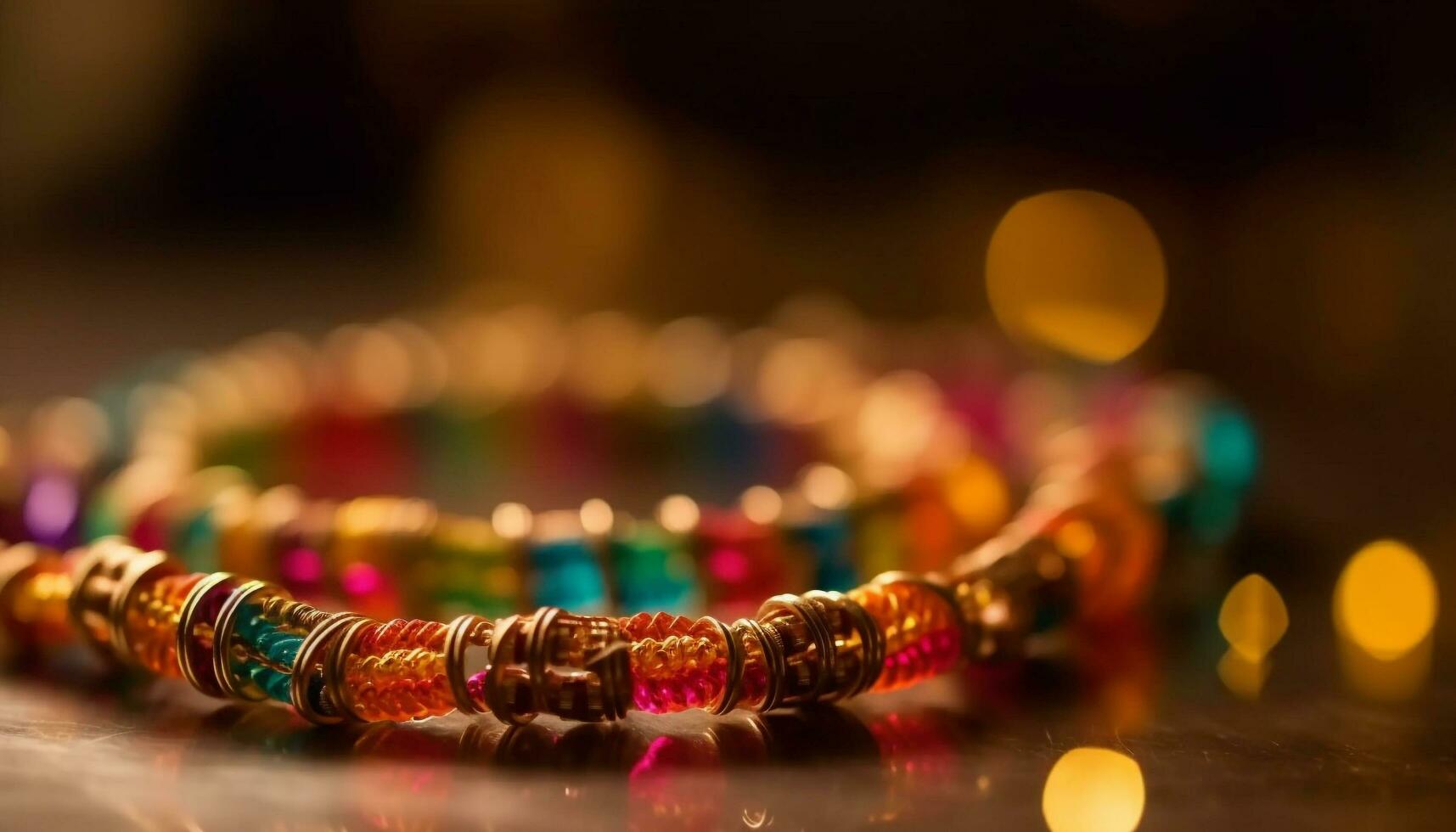 Vibrant colors of Indian culture in jewelry generated by AI photo