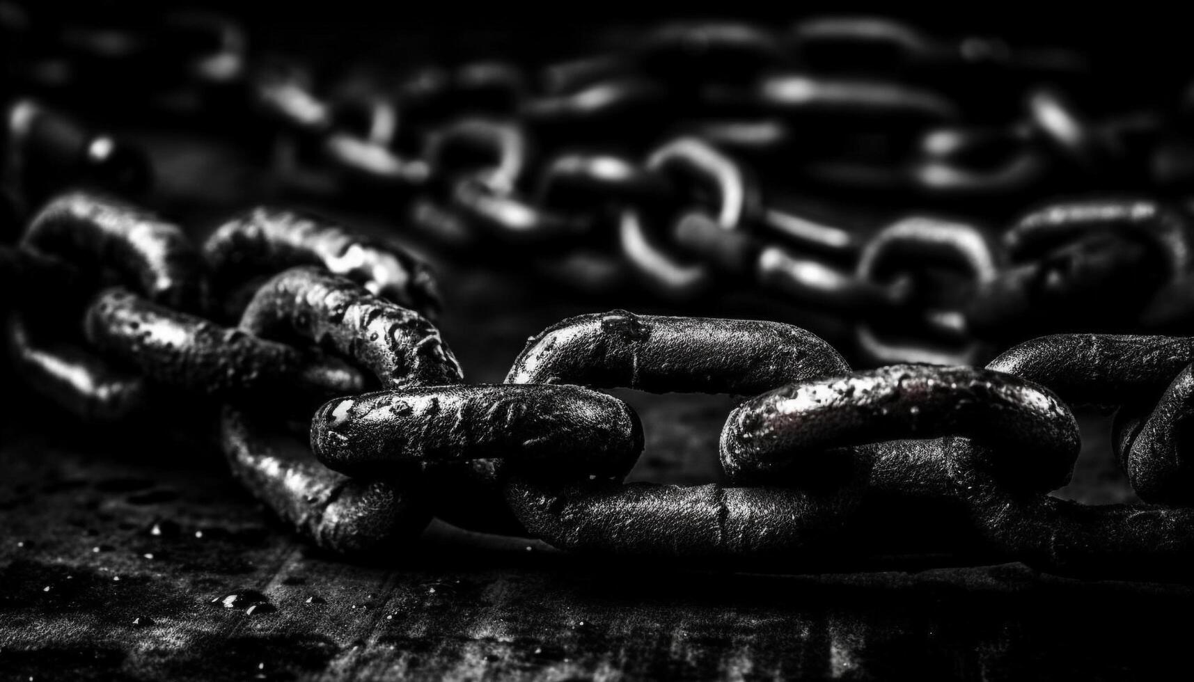 Interlocked rusty chains show strength in teamwork generated by AI photo