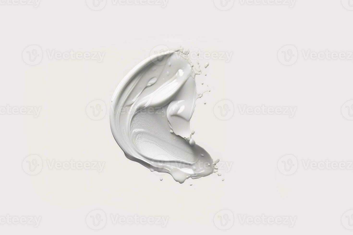Textured smear of white cosmetic cream on an isolated white background. It can also be polyglutamic acid, hyaluronic acid or serum with ceramides, peptides, retinol molecules. Generativ photo