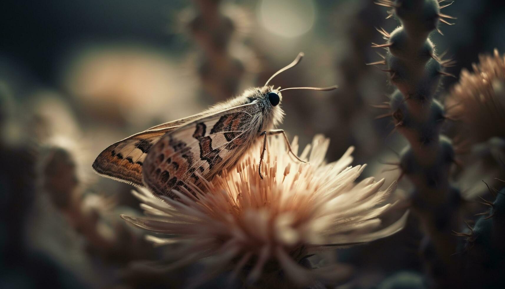 Multi colored butterfly pollinates yellow flower in summer generated by AI photo