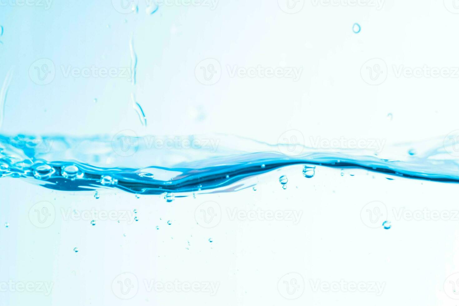 Background image of moving water in waves isolated on white background, clear water, water bubbles,macro photo