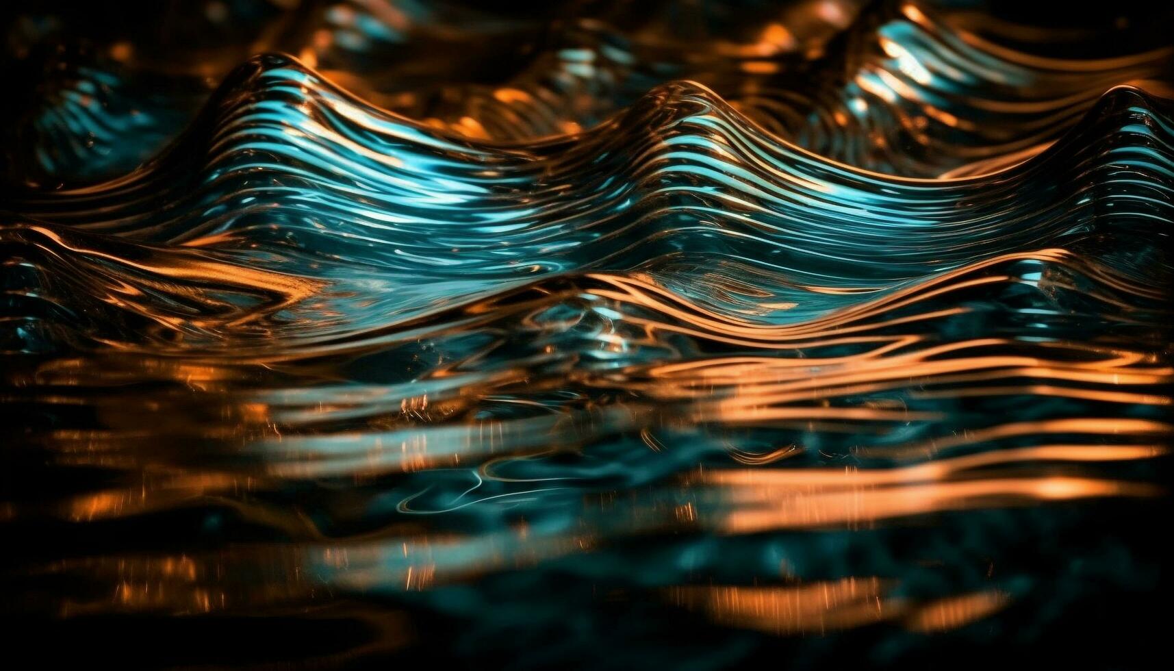 Shiny blue wave pattern reflects nature motion generated by AI photo
