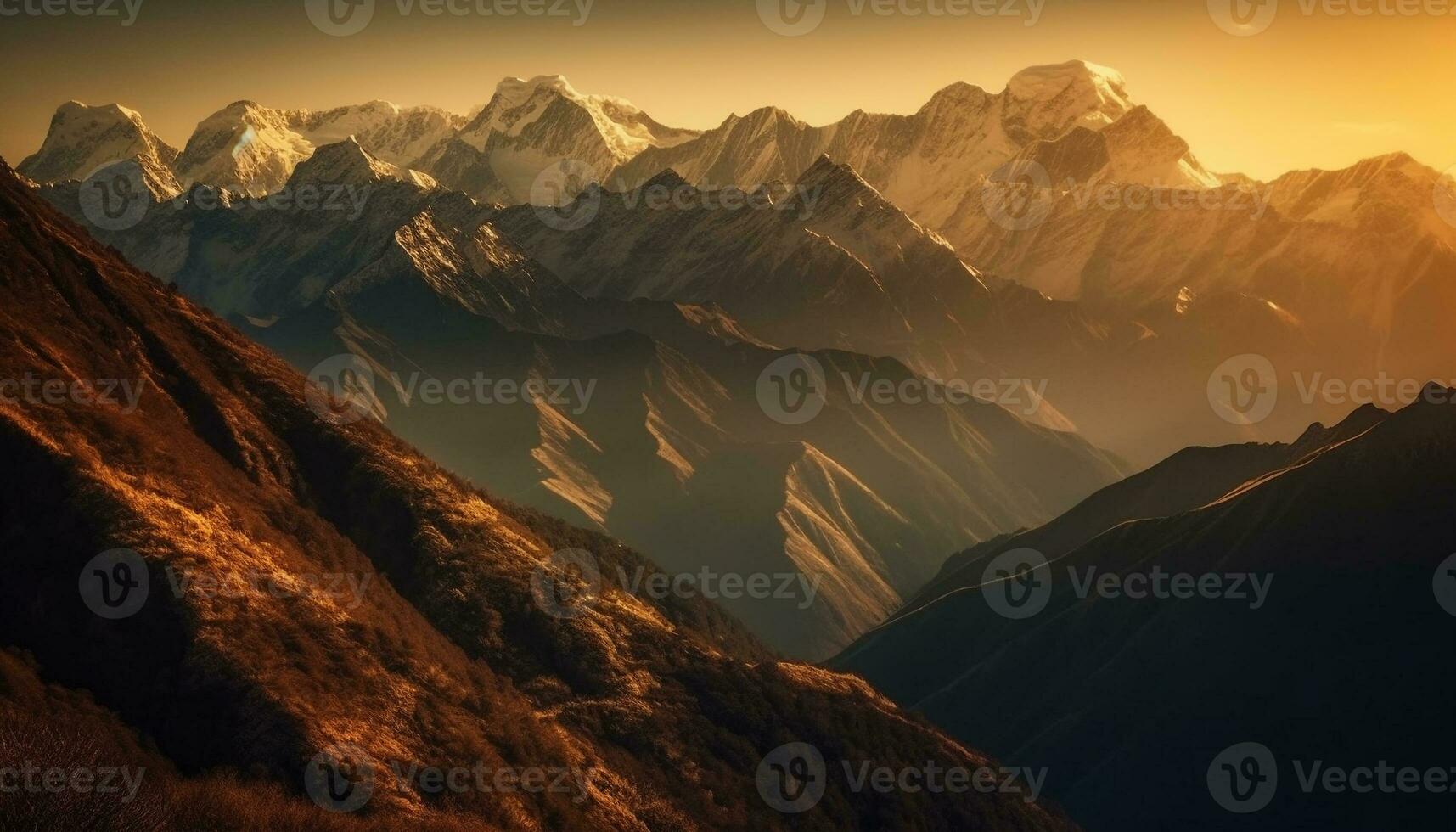 Majestic mountain peak, tranquil meadow, autumn season generated by AI photo
