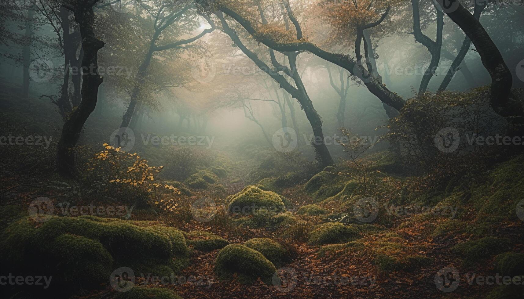 Spooky forest, evil mystery, horror fantasy scene generated by AI photo