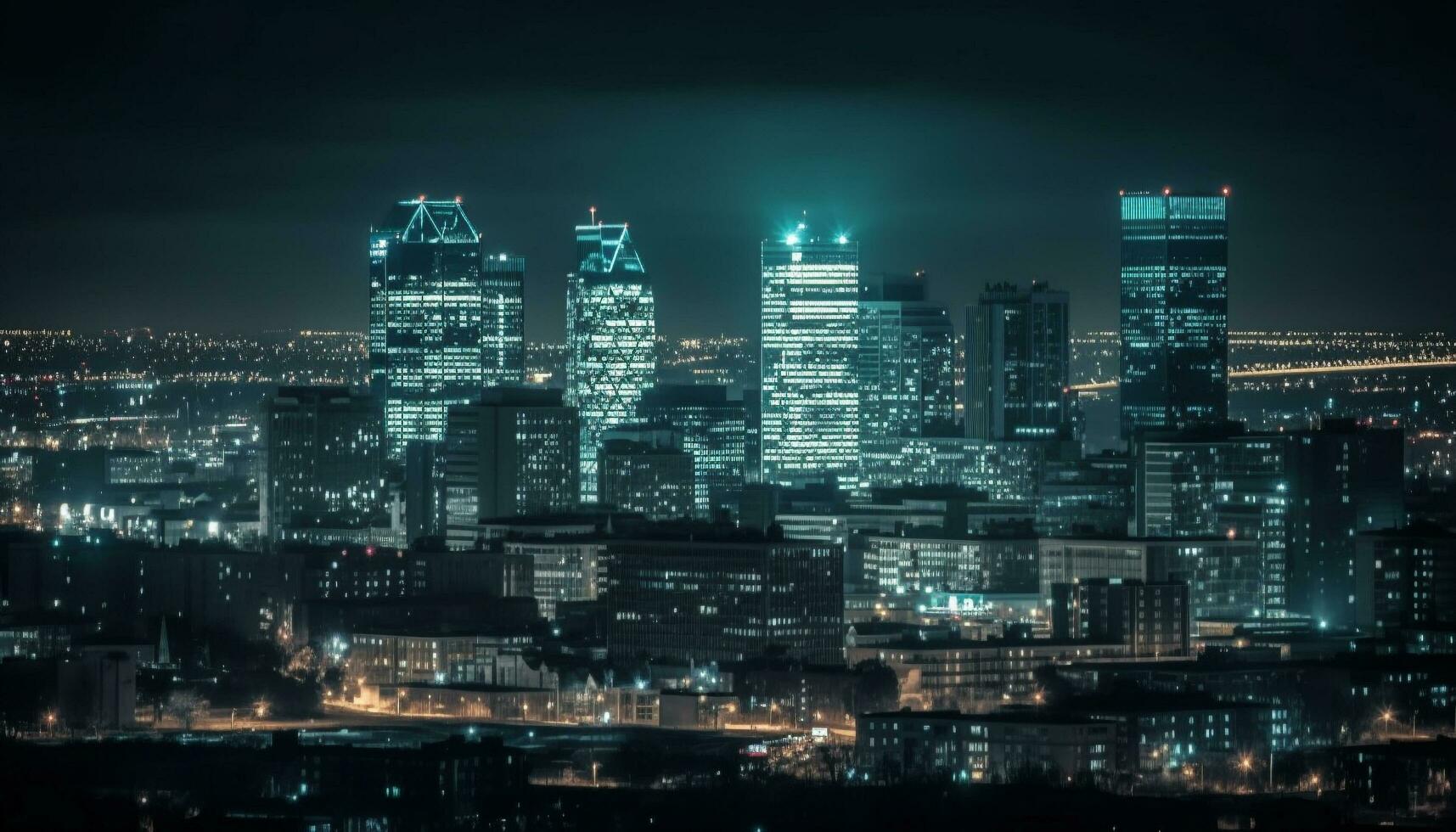 Glowing Beijing skyscrapers illuminate the futuristic cityscape generated by AI photo