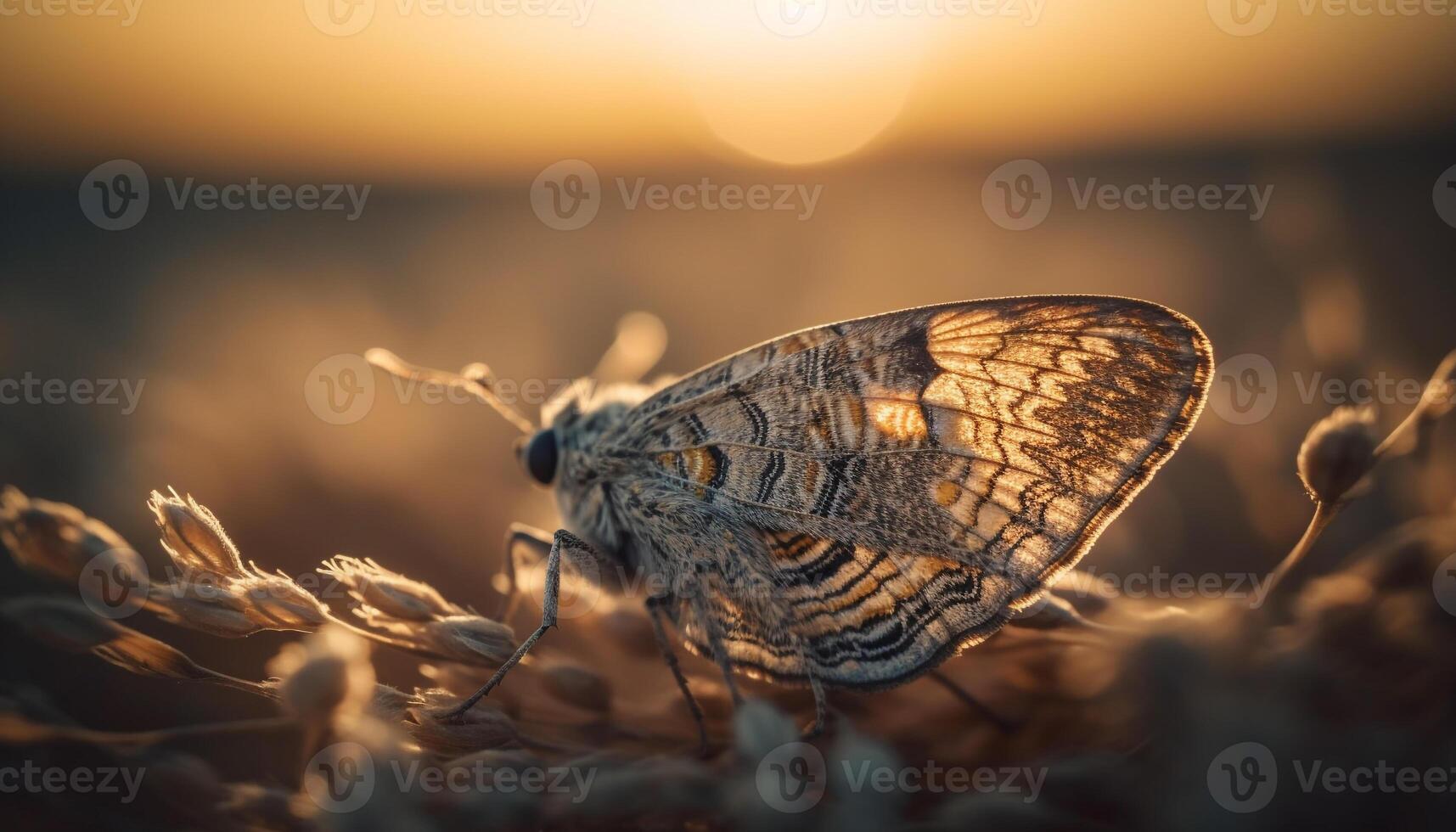 Yellow butterfly wing in vibrant green grass generated by AI photo