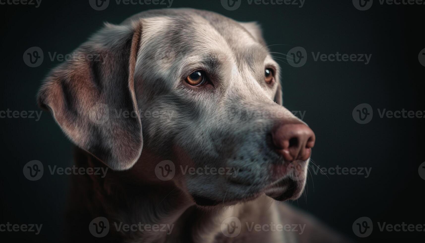 linda perrito retrato, Labrador perdiguero sentado adentro generado por ai foto