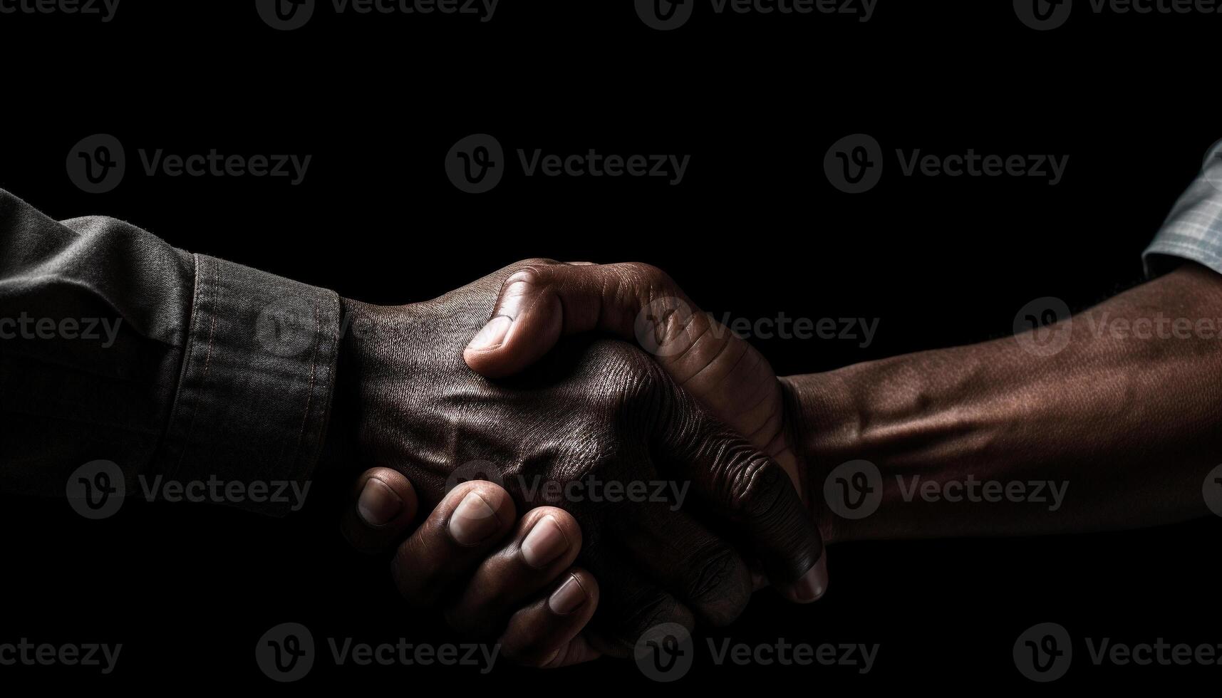 Successful business partners seal deal with handshake generated by AI photo