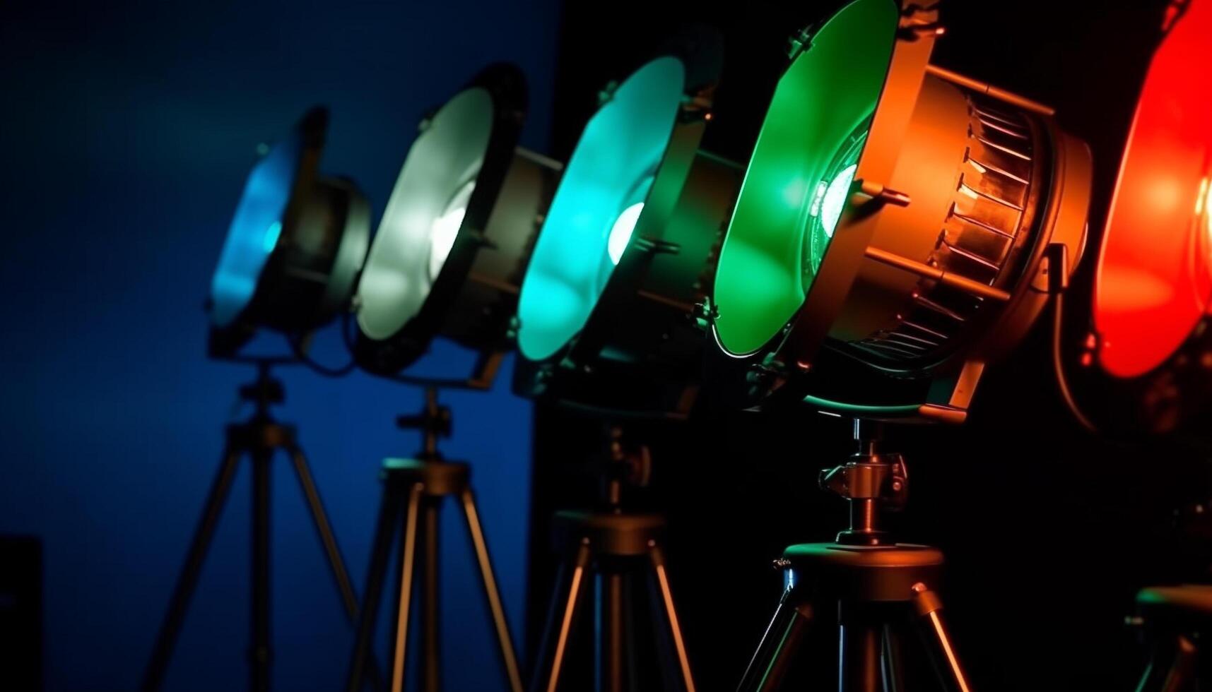 Spotlight illuminates stage set for rock concert generated by AI photo