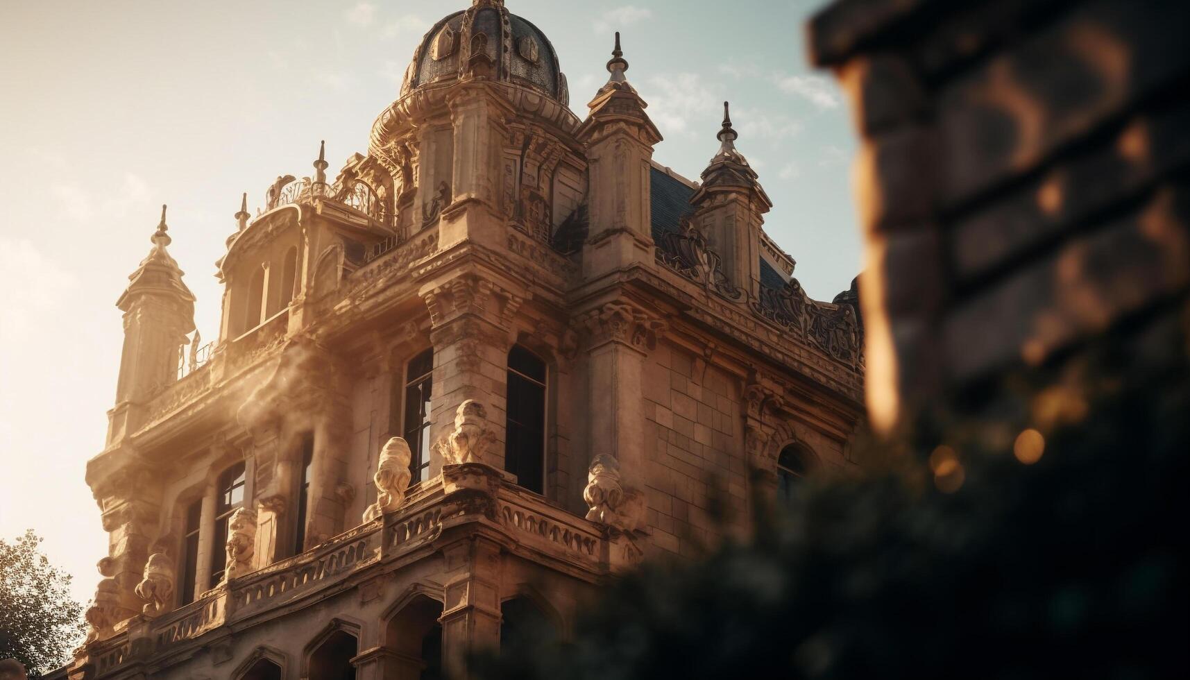 Ancient sandstone monument, symbol of Indian culture generated by AI photo