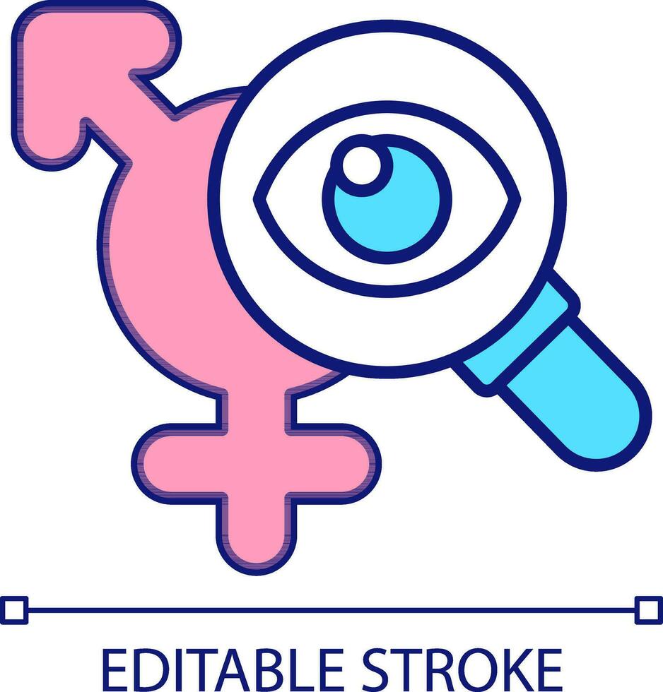 Researching transgenders community RGB color icon. Find information about genderfluid people. Understanding gender identity. Isolated vector illustration. Simple filled line drawing. Editable stroke