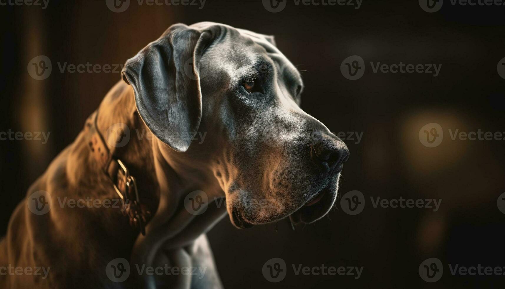 Cute puppy portrait, loyal friend sitting indoors generated by AI photo