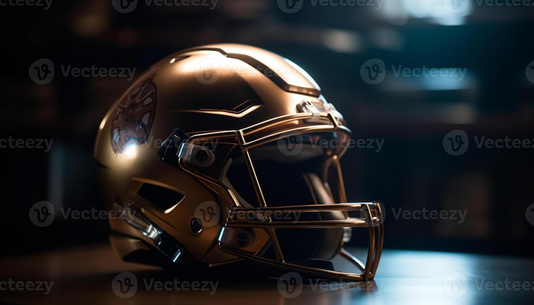 Shiny sports helmet protects athlete during competition generated by AI photo