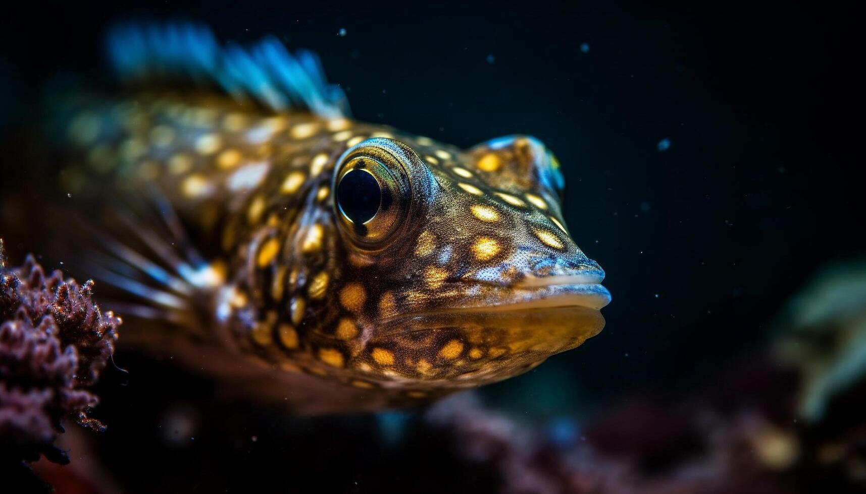 Multi colored fish swim in tropical reef beauty generated by AI photo