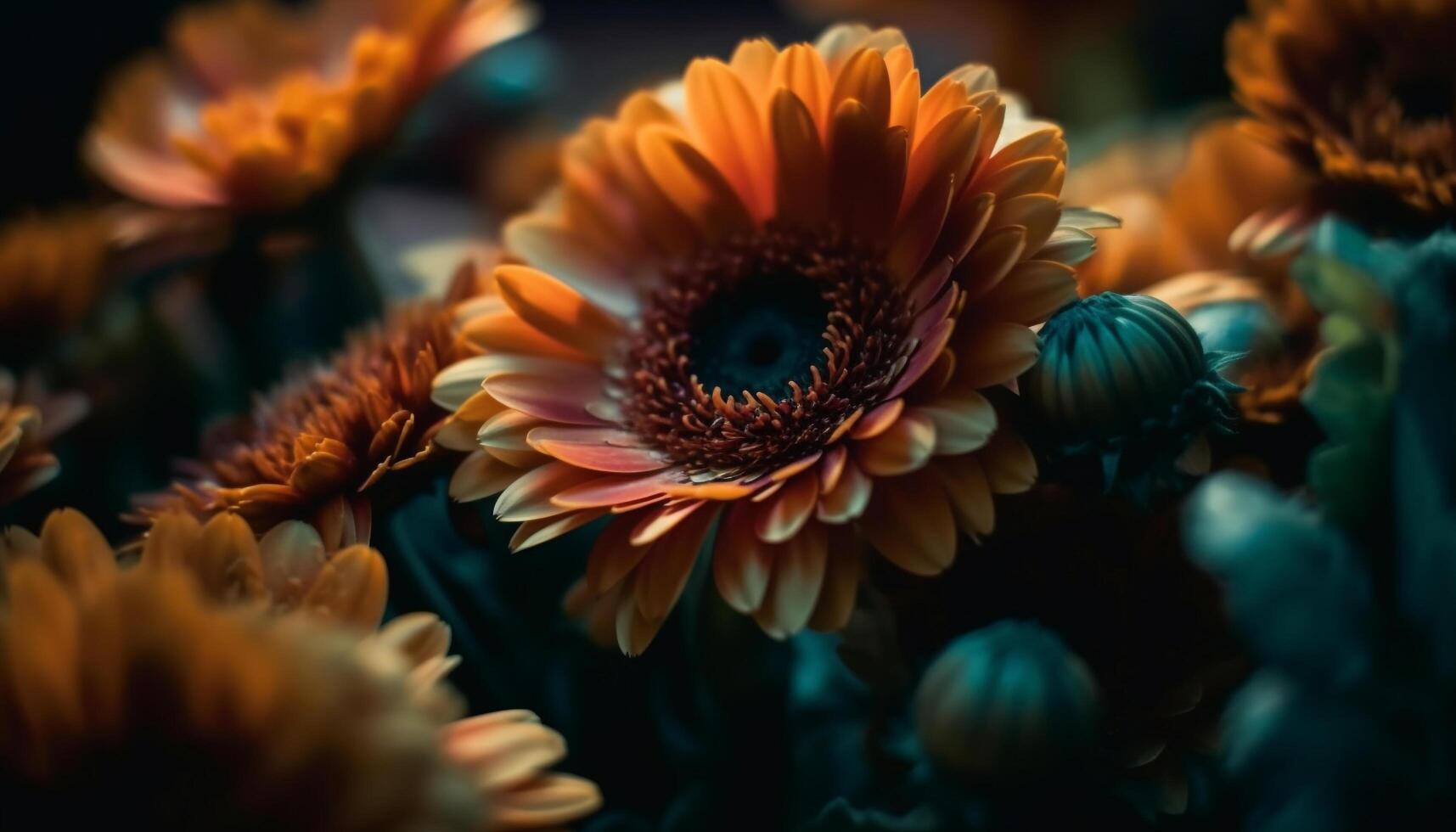 Vibrant yellow petals adorn the underwater reef generated by AI photo