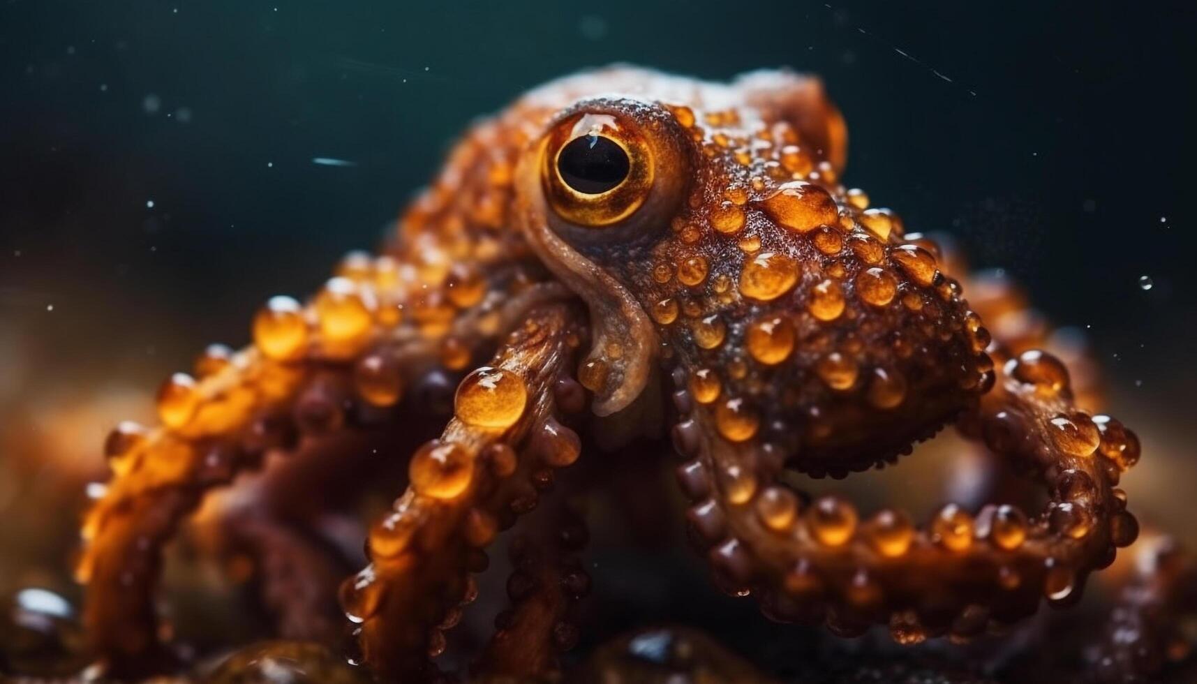 Multi colored octopus tentacle in underwater seascape generated by AI photo