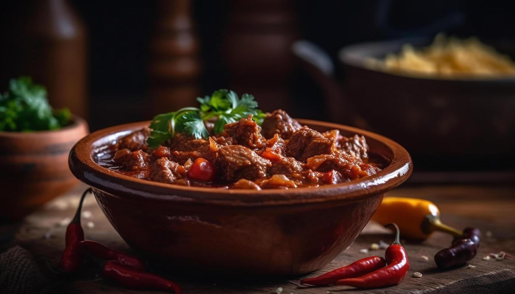 Fresh beef stew cooked with organic vegetables generated by AI photo