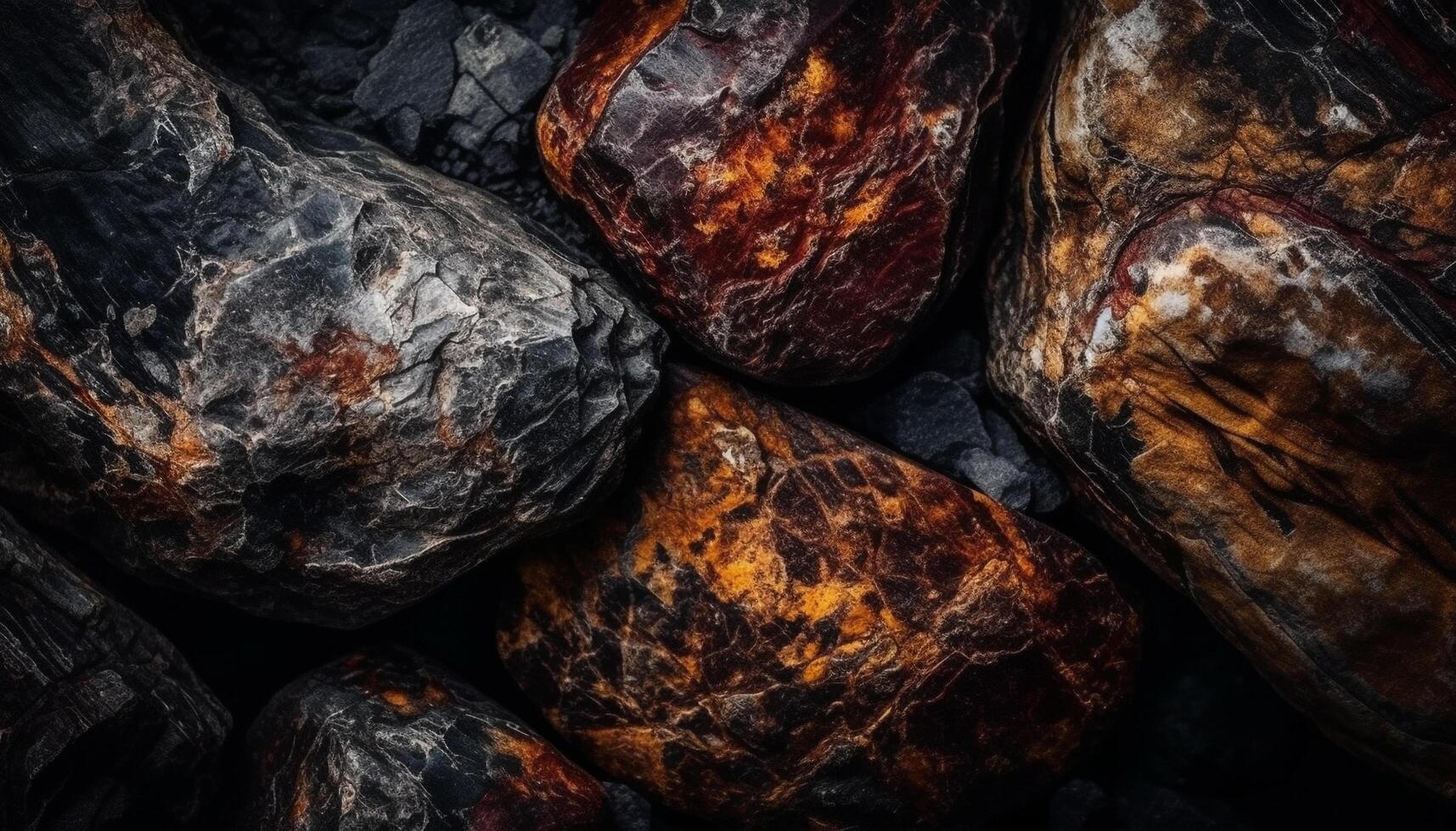 Abstract textured pattern of rough stone collection generated by AI photo