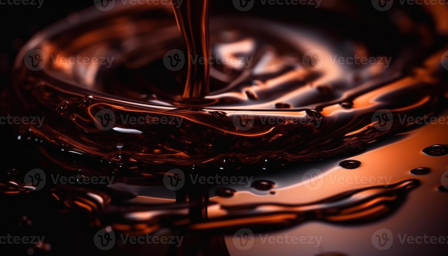 Melting chocolate creates wave pattern in liquid generated by AI photo