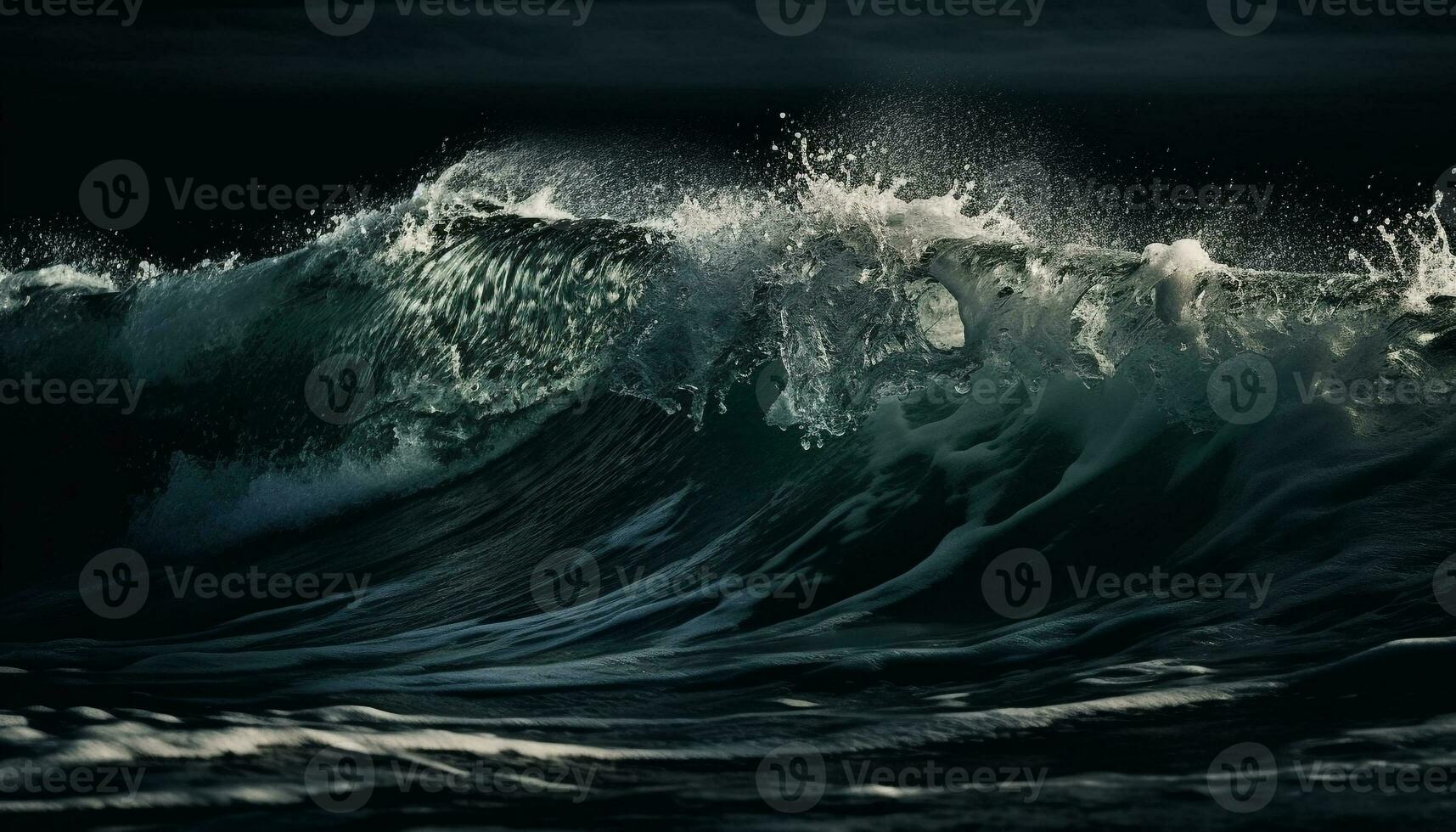 Surfing the barrel, spray splashing, extreme adventure generated by AI photo