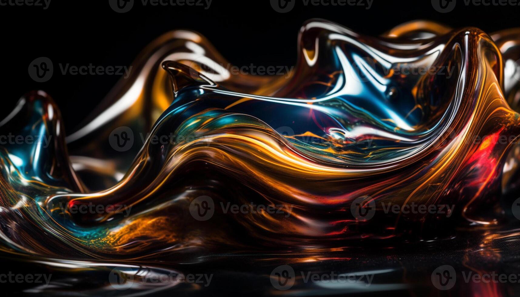 Abstract shapes in vibrant colors, flowing waves generated by AI photo
