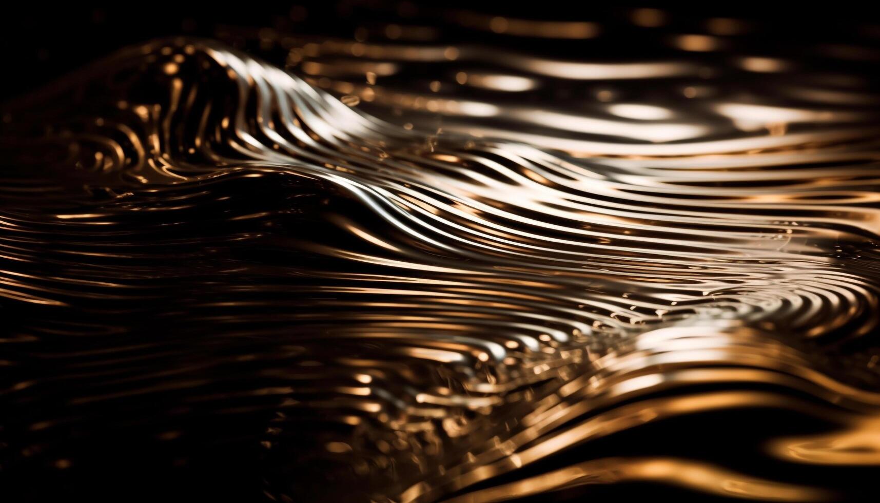 Shiny metallic wave pattern reflects abstract nature generated by AI photo