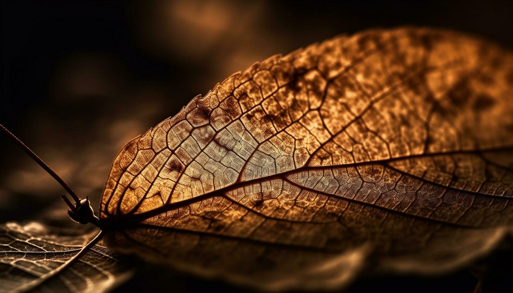 Vibrant leaf vein pattern, macro beauty in nature generated by AI photo