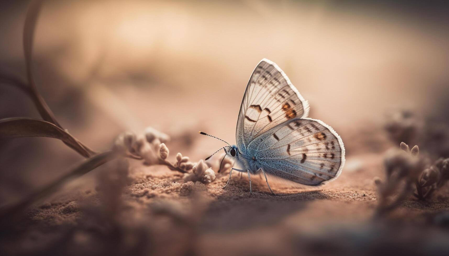 Multi colored butterfly rests on yellow flower generated by AI photo