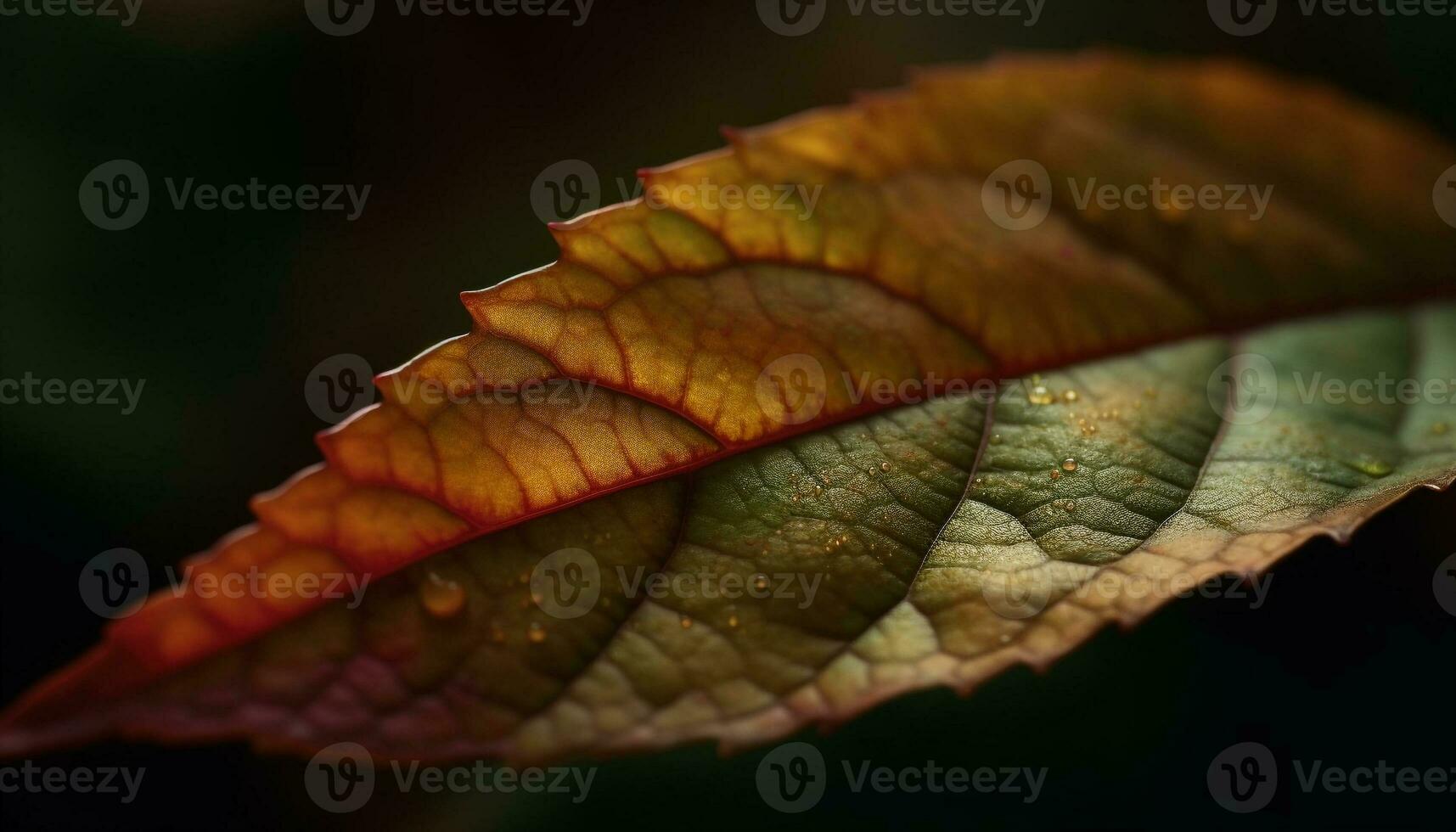 Vibrant leaf vein pattern on maple tree generated by AI photo