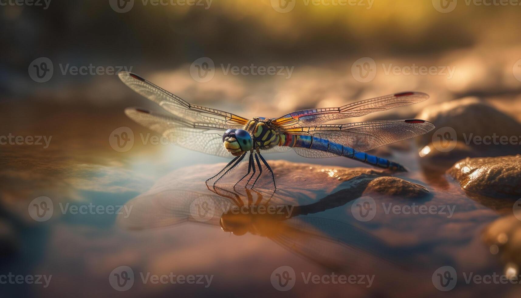 Dragonfly wing shimmers in vibrant summer sunlight generated by AI photo