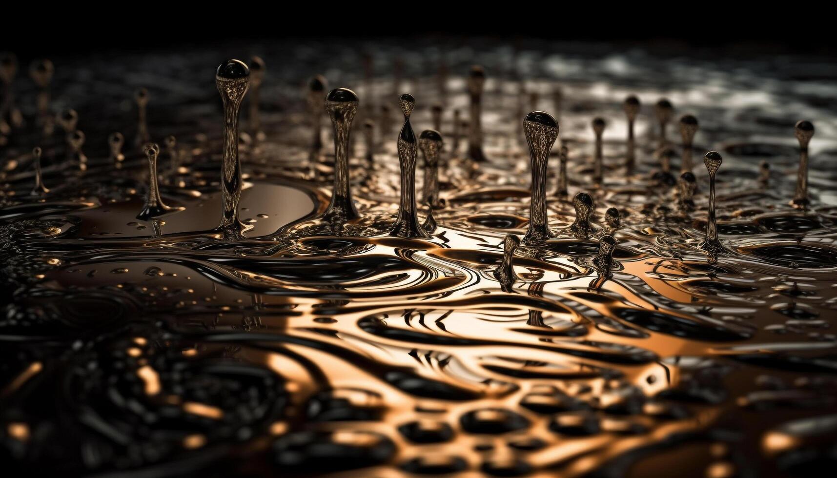 Abstract water drop pattern splashing shiny reflection generated by AI photo