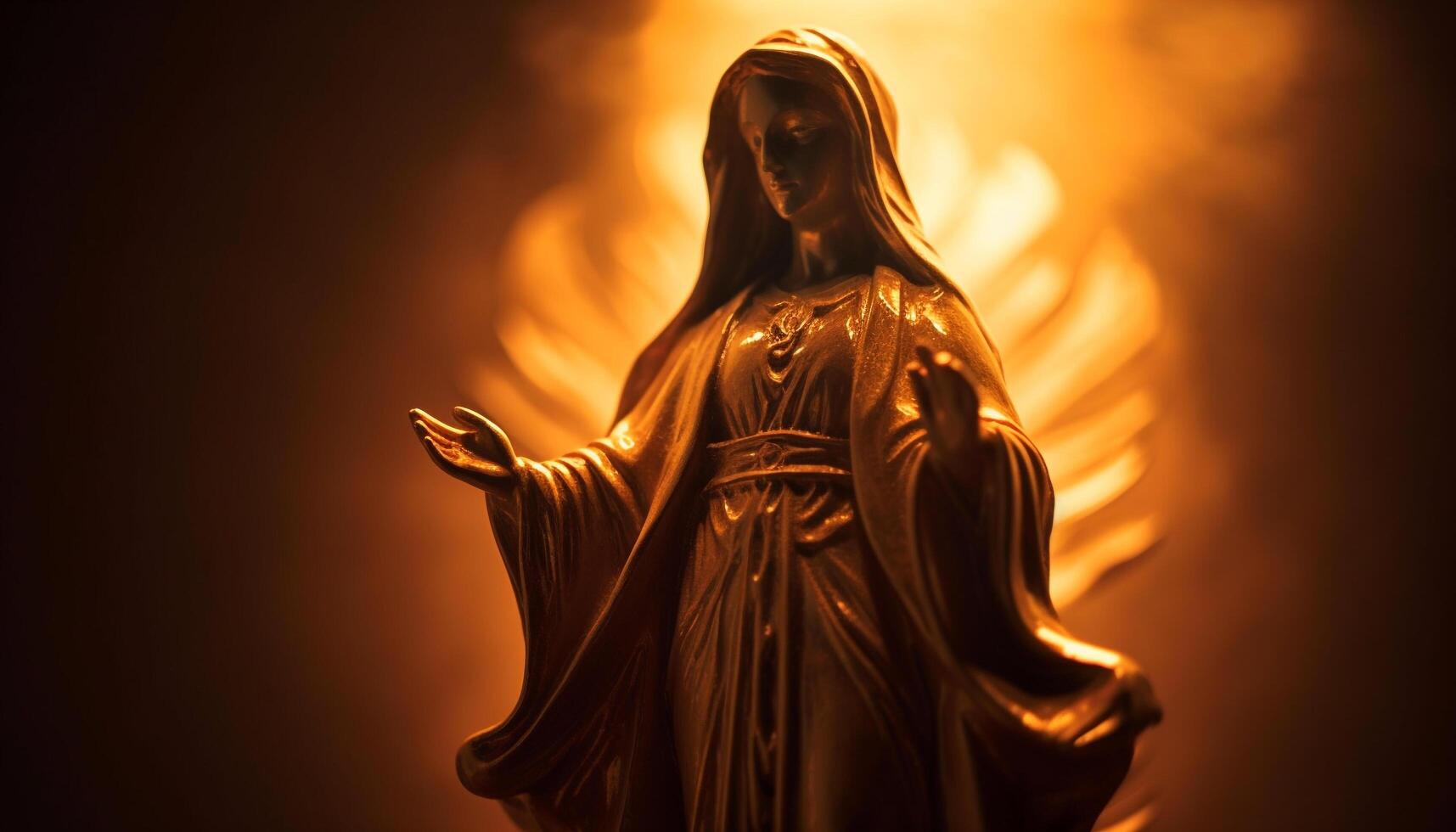 Golden cross illuminated by candle flame at night generated by AI photo