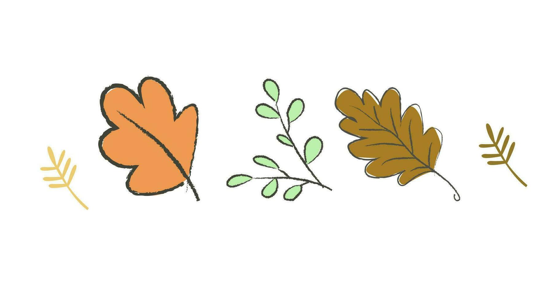 Hand drawn vector autumn leaves set. Design for poster, textiles, print and website. Cute style