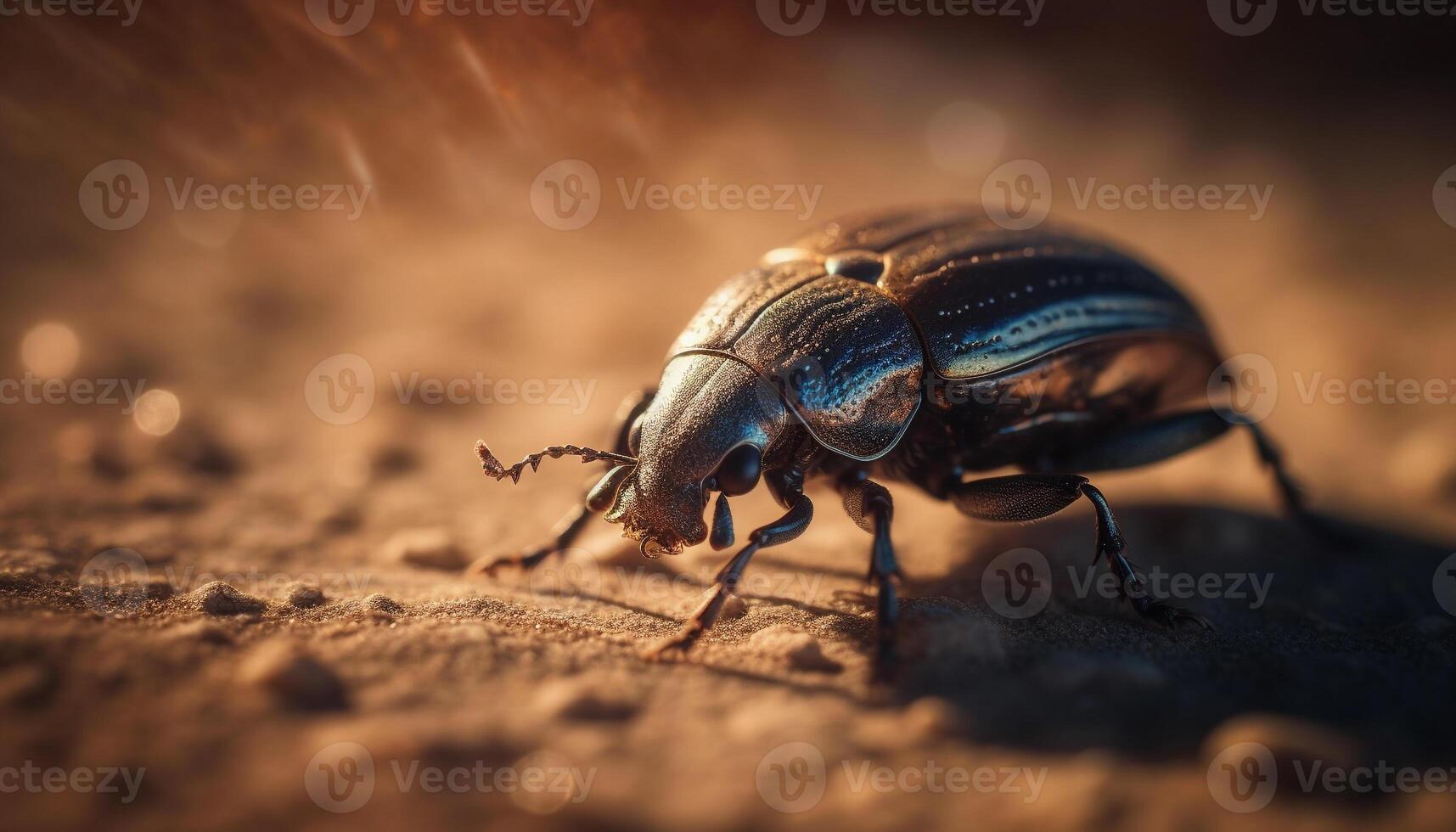 brillante gorgojo gateando en verde hoja superficie generado por ai foto