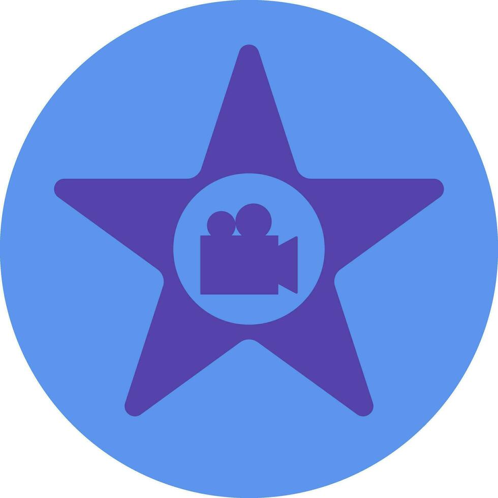 Icon of camera inside star with circular background. vector