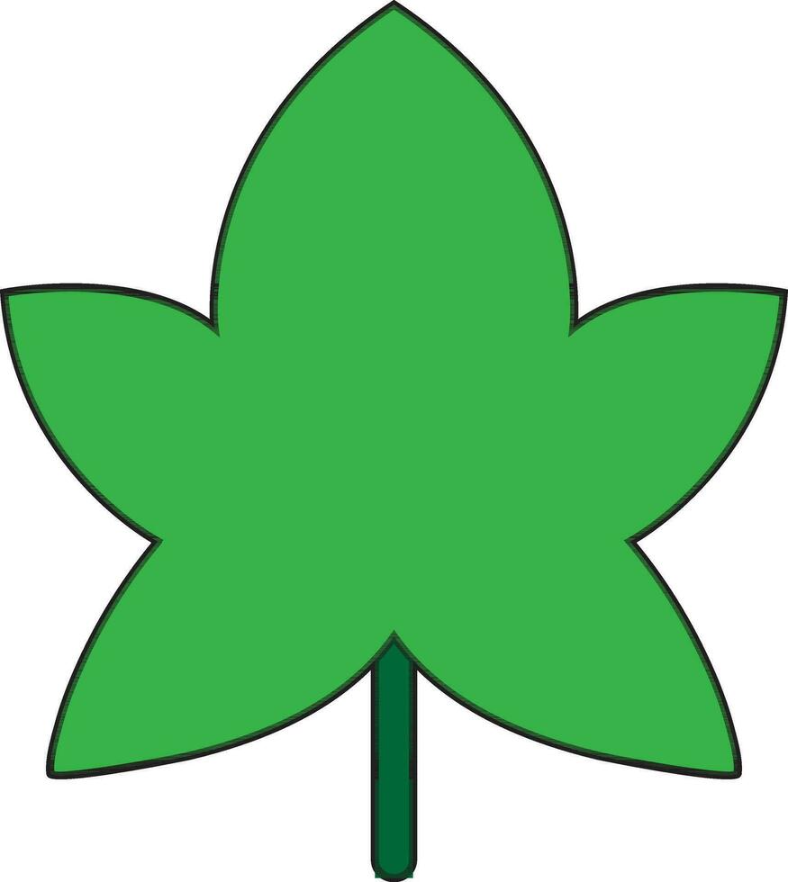 Green maple leaf in stylish. vector