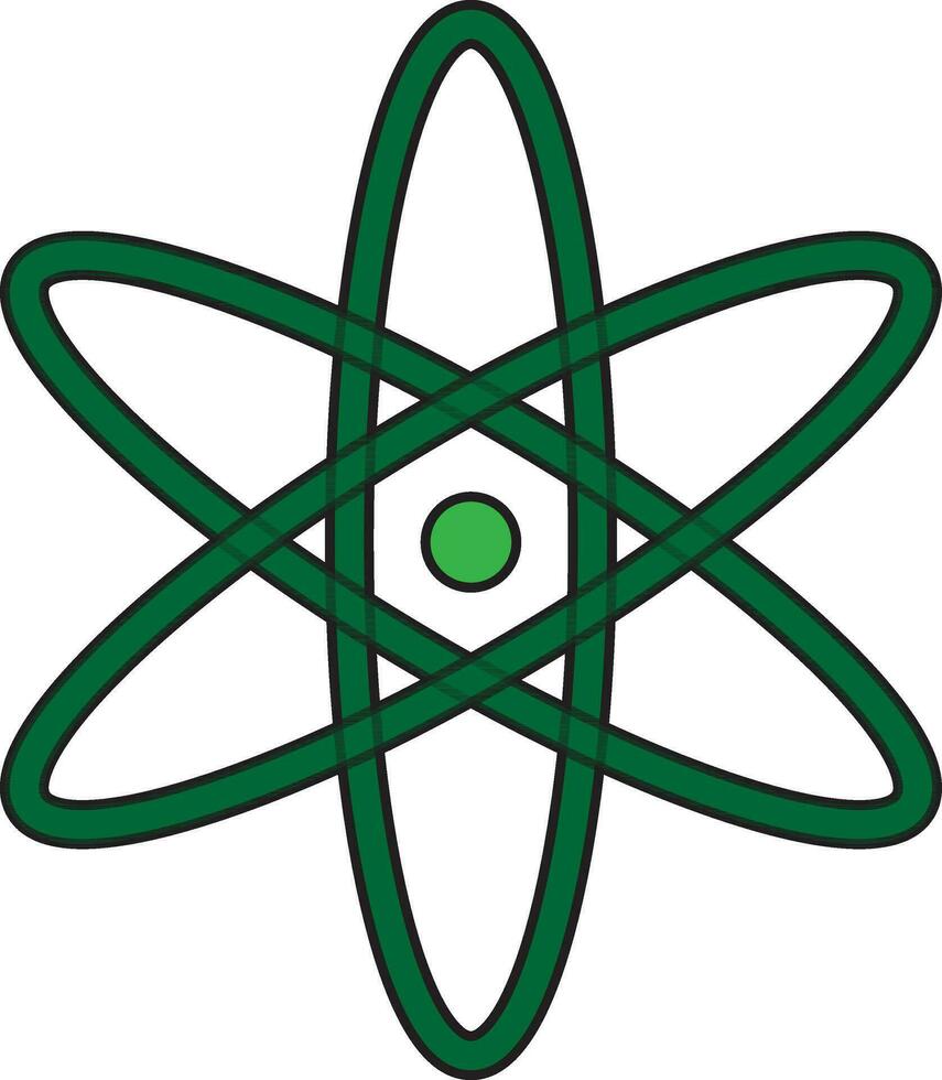 Green atom icon on white background. vector