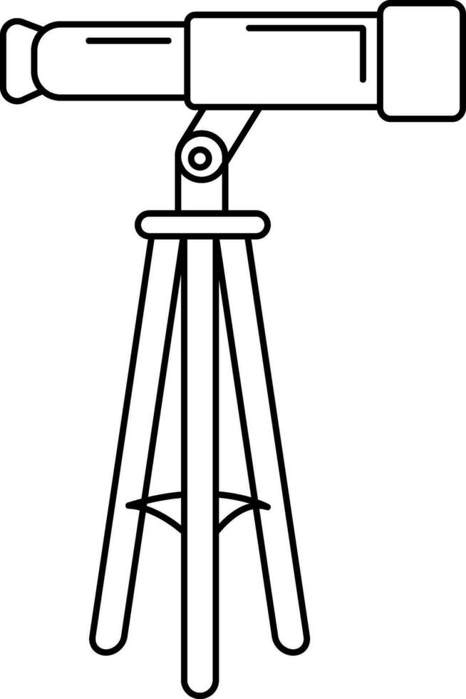 Stroke icon of telescope with stand. vector