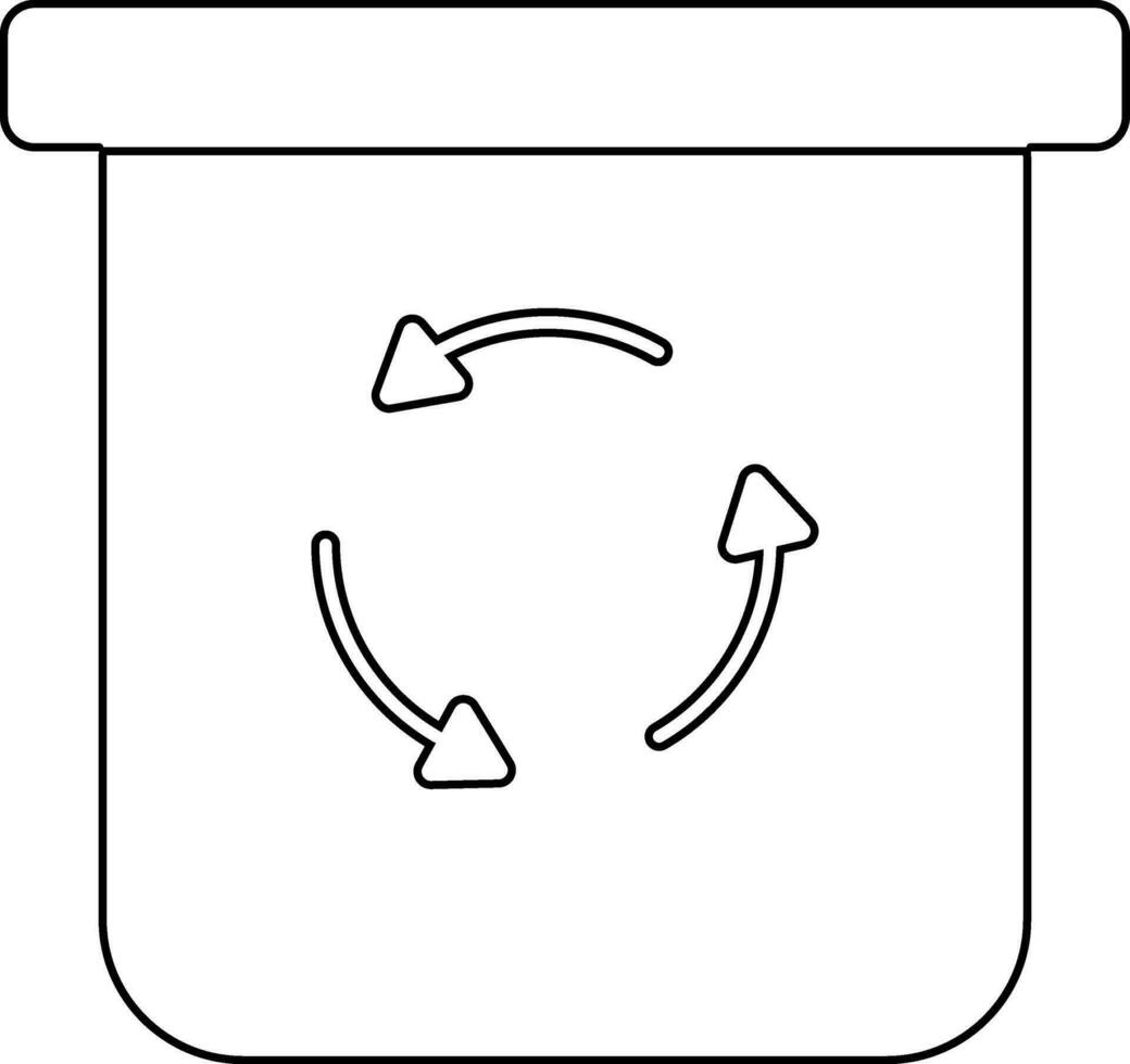 Trash bin thin line icon for recycling concept. vector