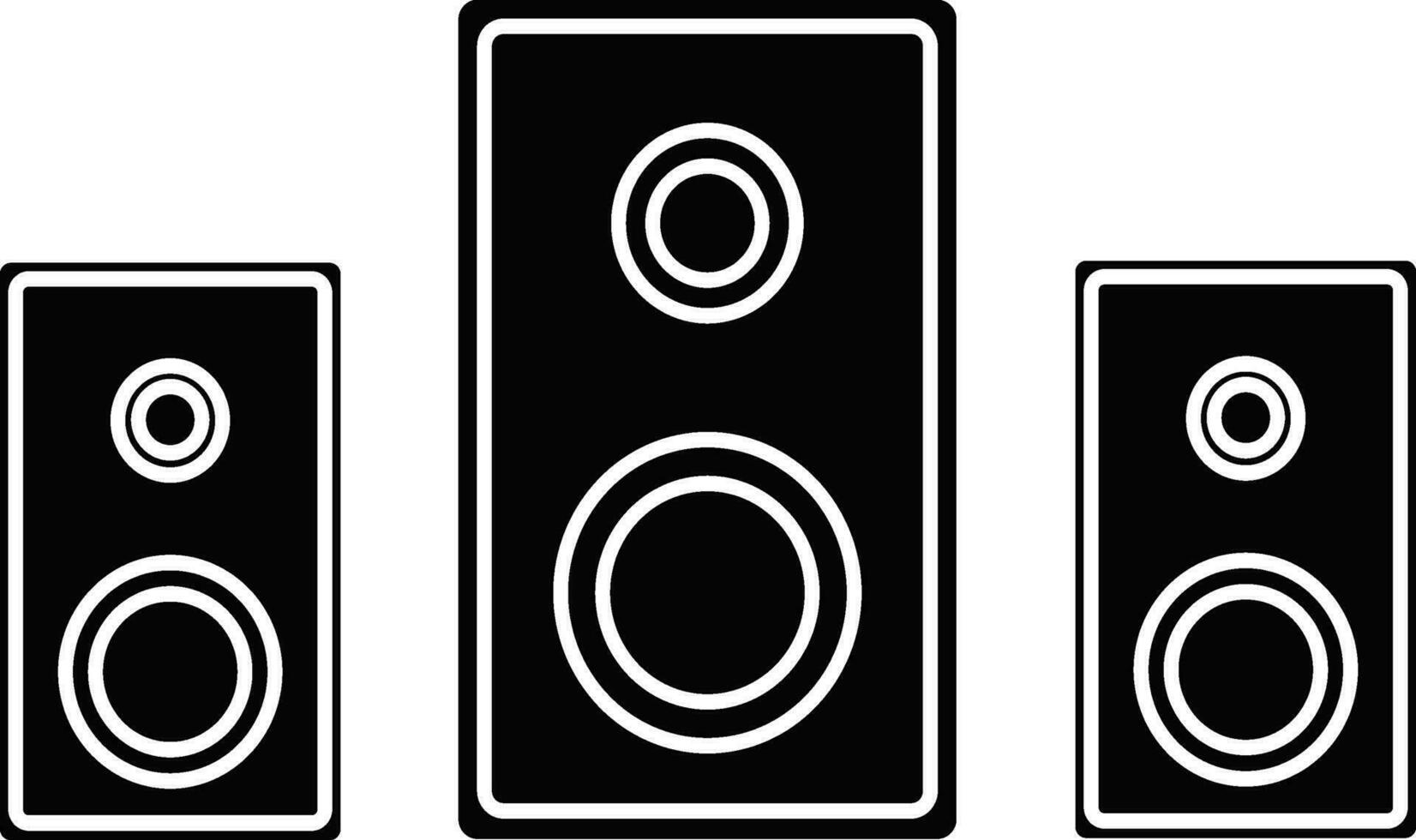 Flat style black and white audio sound speakers. vector