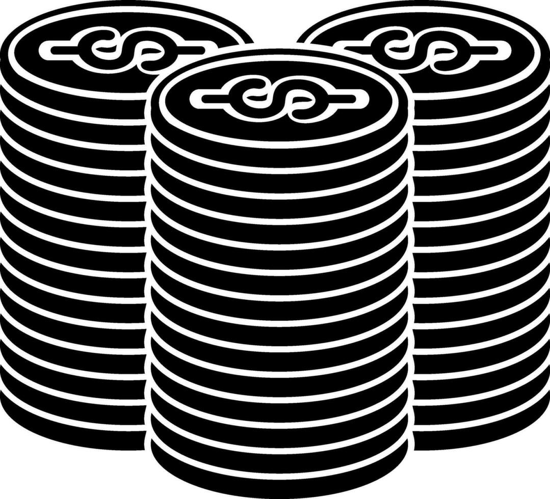 Black and white stacks of coins. vector