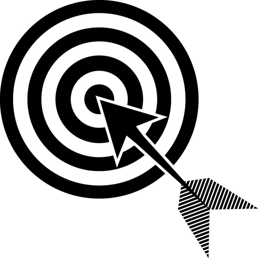 Black and white target with arrow. vector