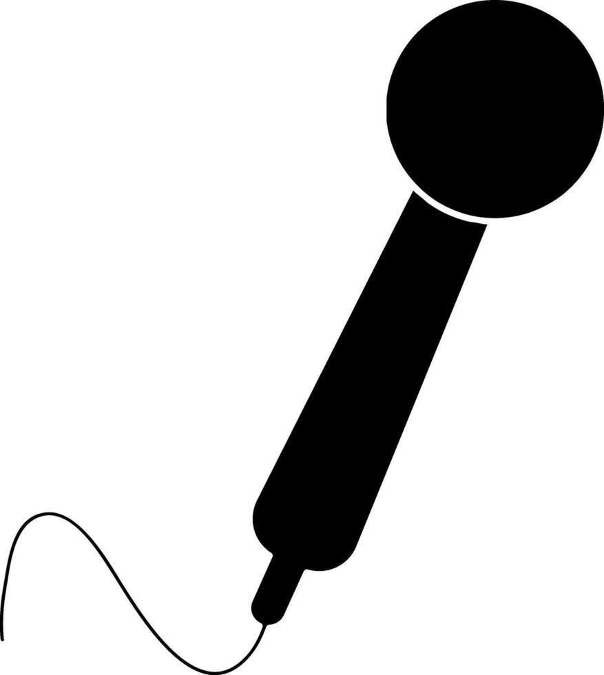 Isolated black and white microphone with wire. vector
