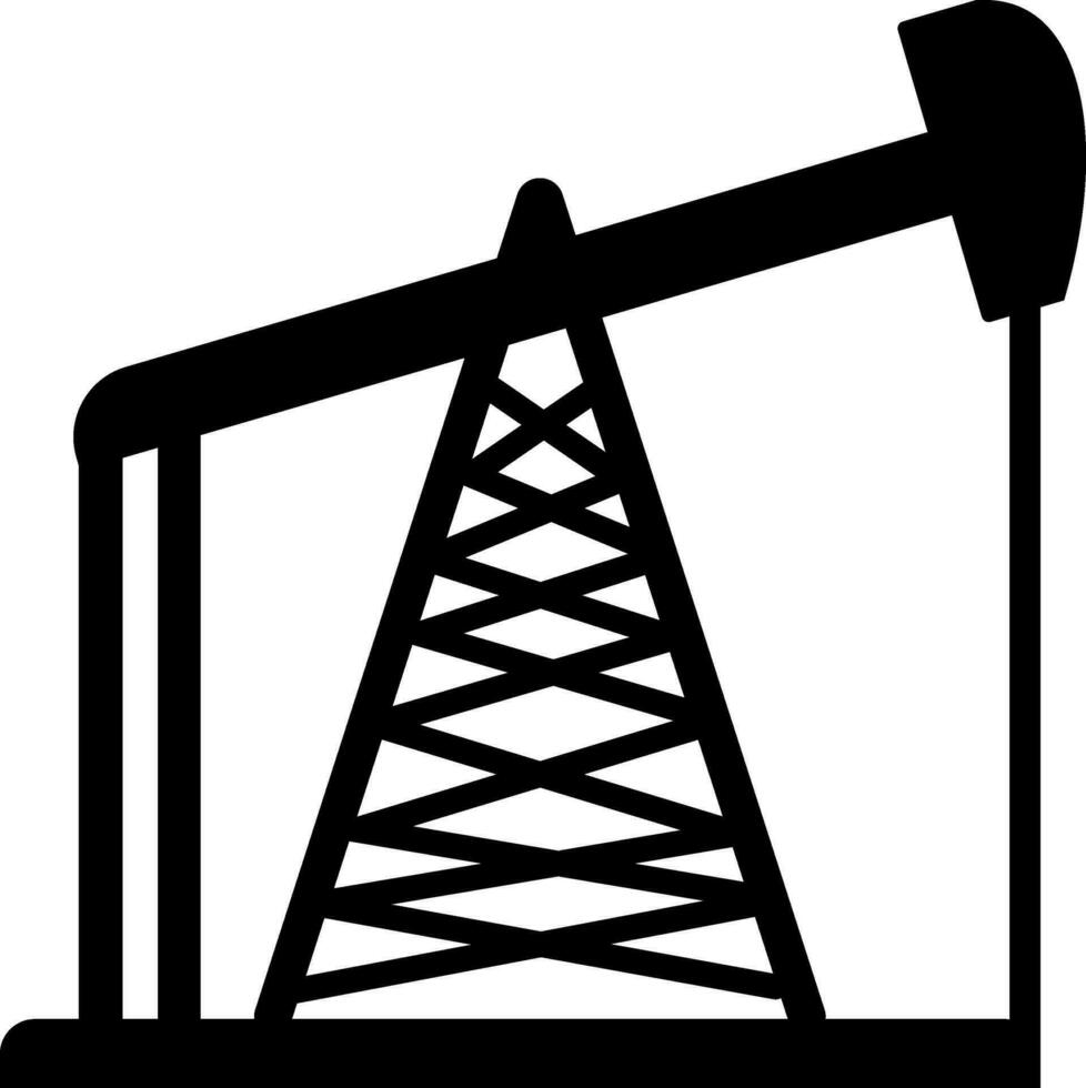 Isolated black pump jack on white background. vector