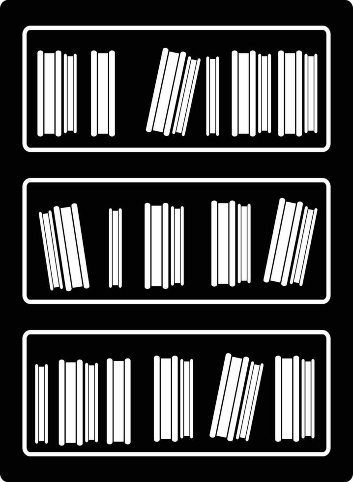 black and white of collection of books in shelf. vector