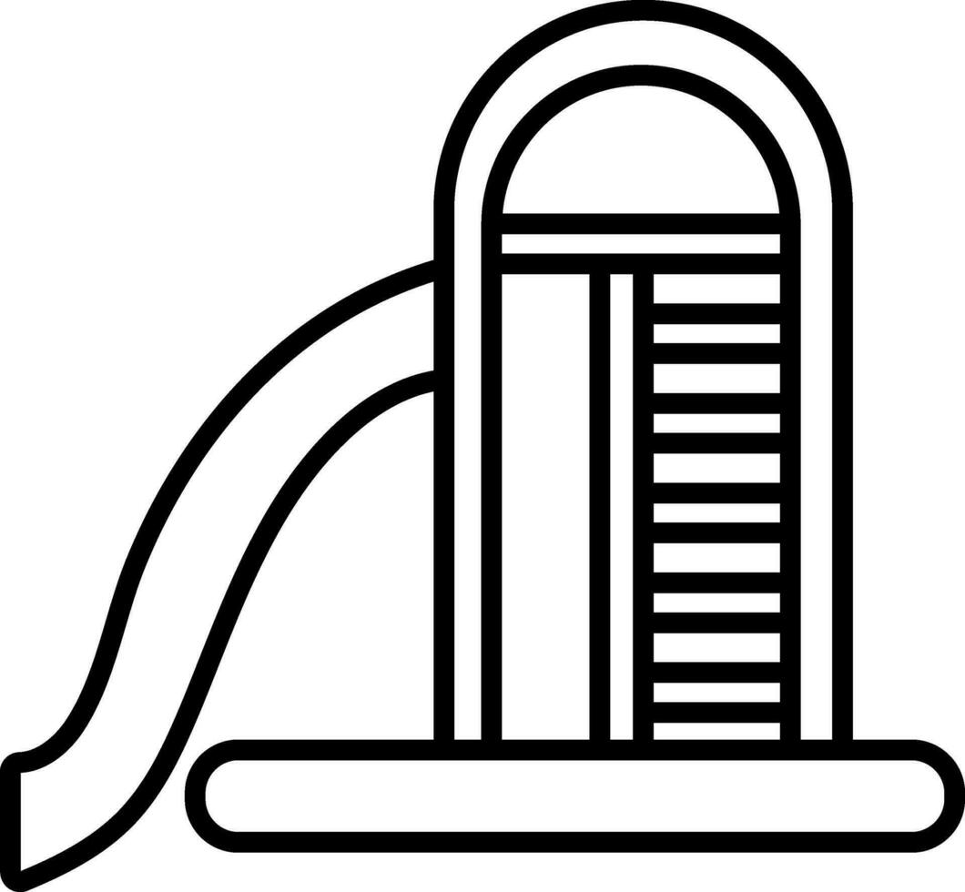 black and white children slide in black line art. vector