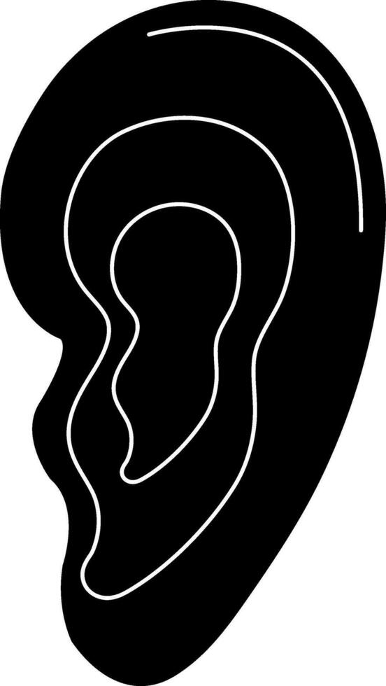 black and white ear in flat style. vector