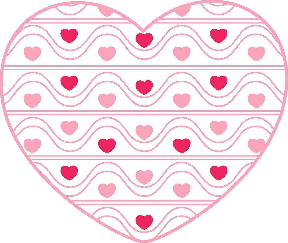Creative pink heart with abstract waves. vector