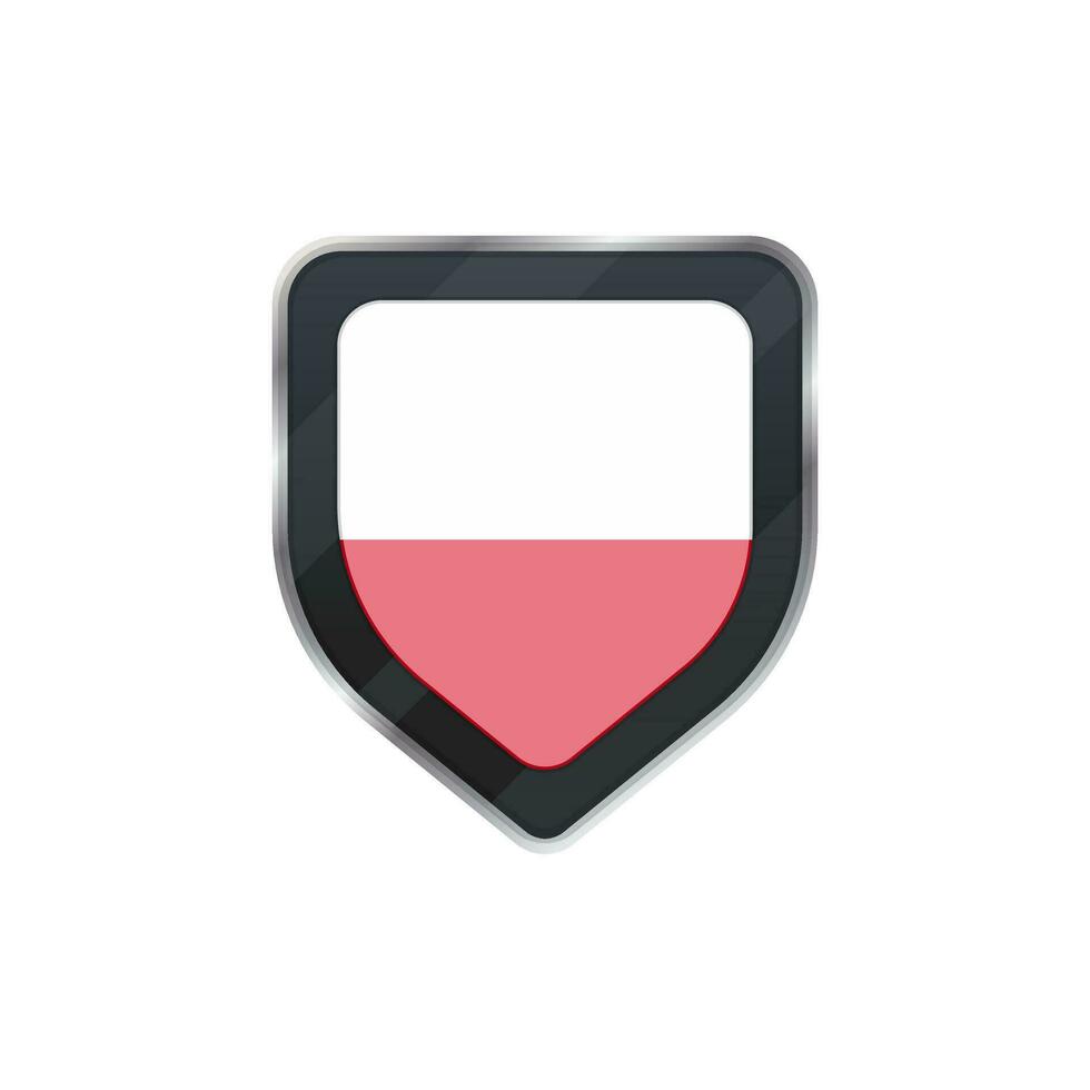 Grey shield of Poland flag. vector